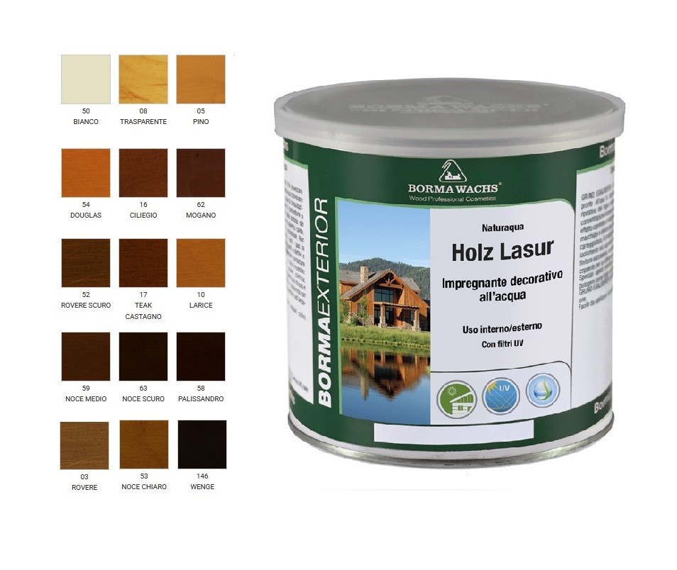 NATURAQUA HOLZ LASUR IMPREGANTE ALL'ACQUA 0,75ML da COLOR CENTER DI IACCARINO SANDRO